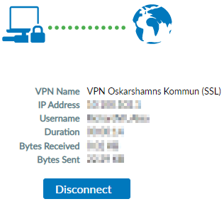 VPN Oskarshamns kommun (SSL) visas under VPN-namn efter lyckad installation.