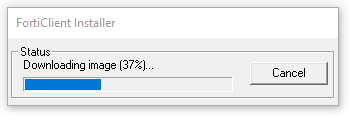Nedladdningsstatus över installationen av FortiClient.