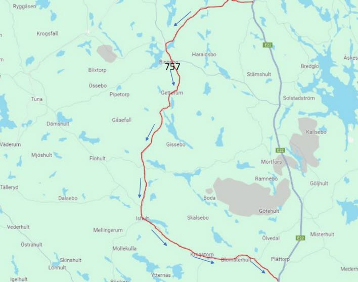 Karta över hur trafik leds om